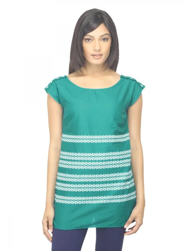W Women Printed Green Top