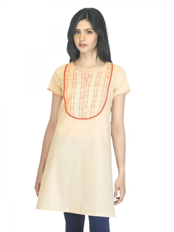 Aurelia Women Striped Beige Kurta