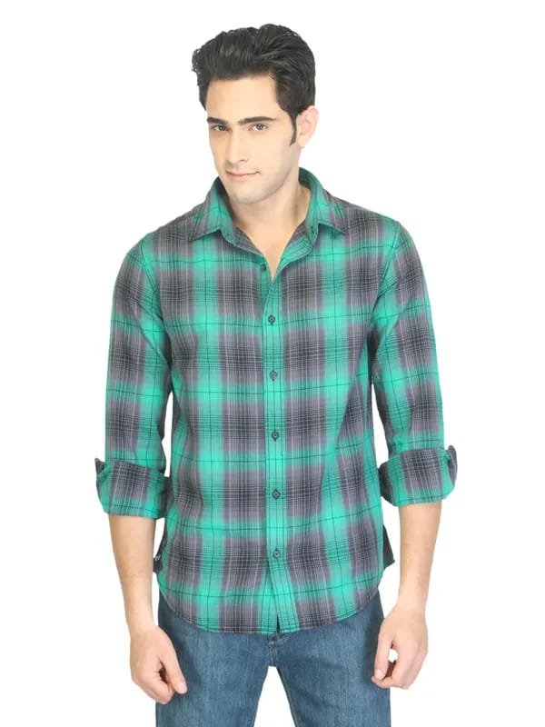 Denizen Men Check Green Shirt