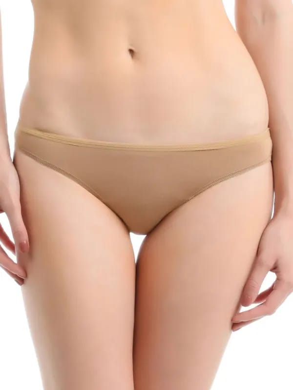 Enamor Women Beige Mid-Rise Bikini Brief