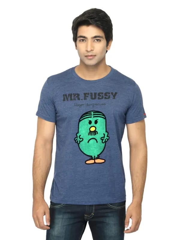 Mr. Men Printed Navy Blue T-shirt