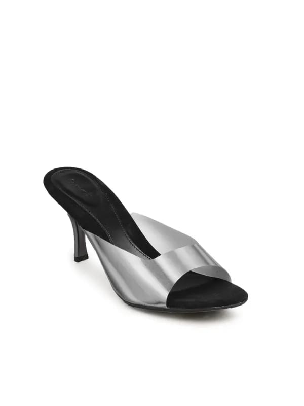 Catwalk Women Heeled Black Silver Strap Heels