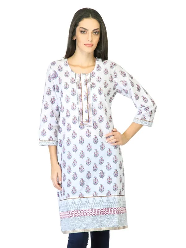 BIBA Women Printed White Kurta