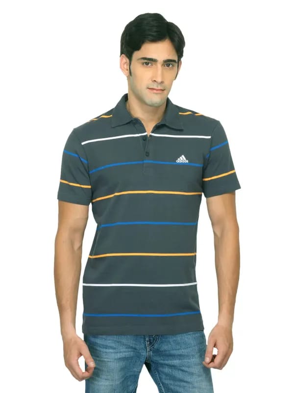 ADIDAS Men Grey Polo T-shirt