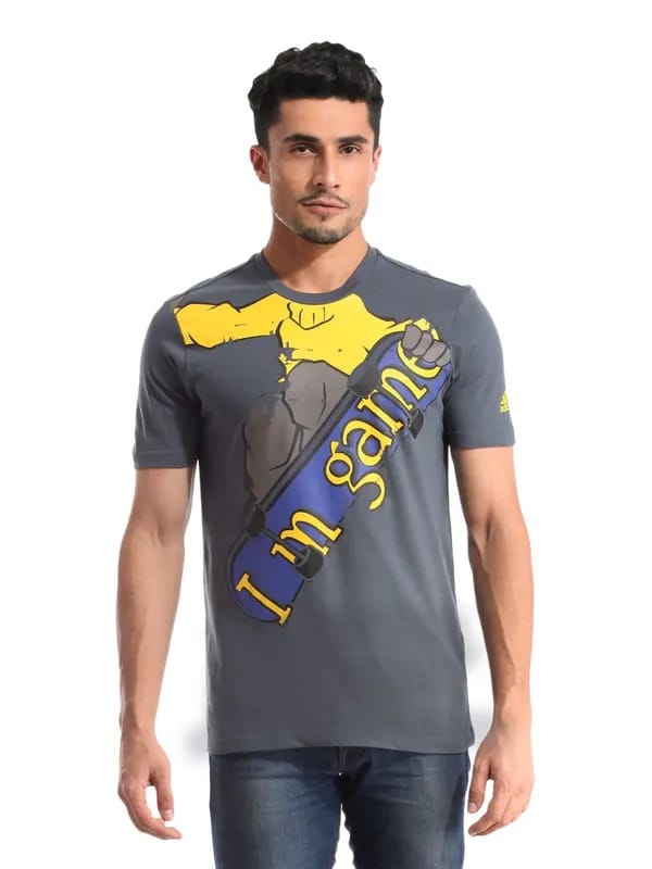 ADIDAS Men Game Grey T-shirt