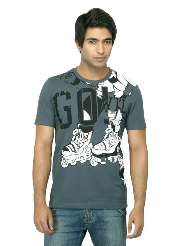 ADIDAS Men Graphic Grey T-shirt