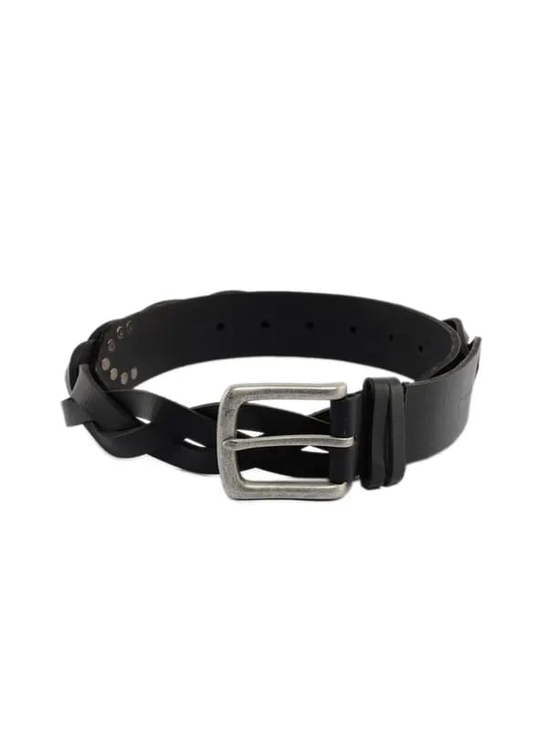Fastrack Unisex Leather Black Belt