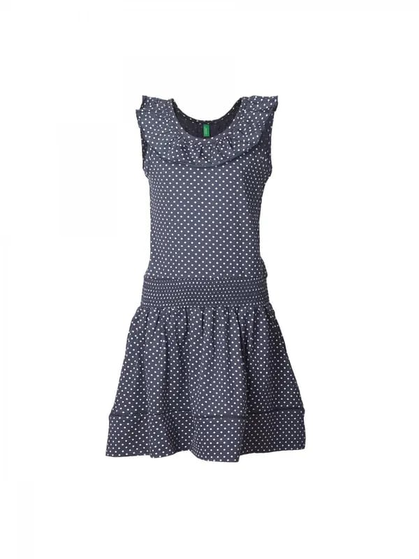 United Colors of Benetton Girls Polka Dot Navy Blue Dress