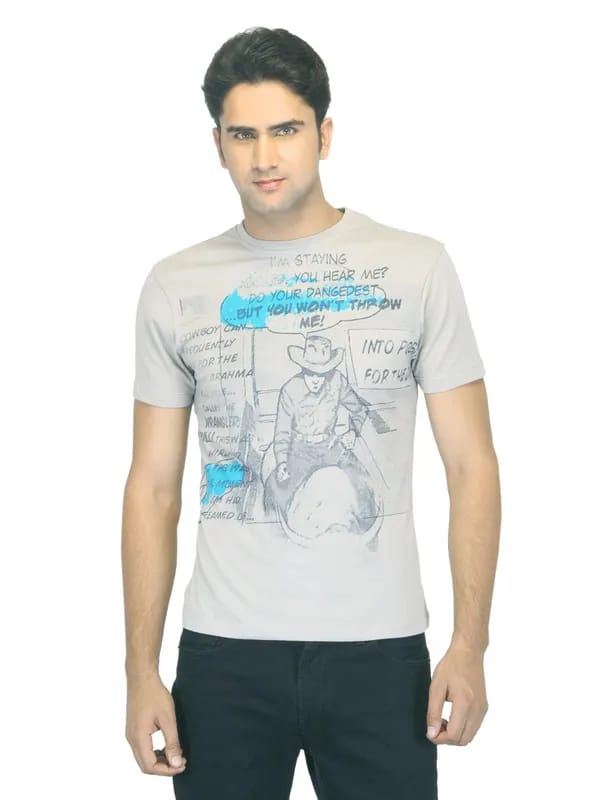 Wrangler Men Bull Rider Grey T-shirt