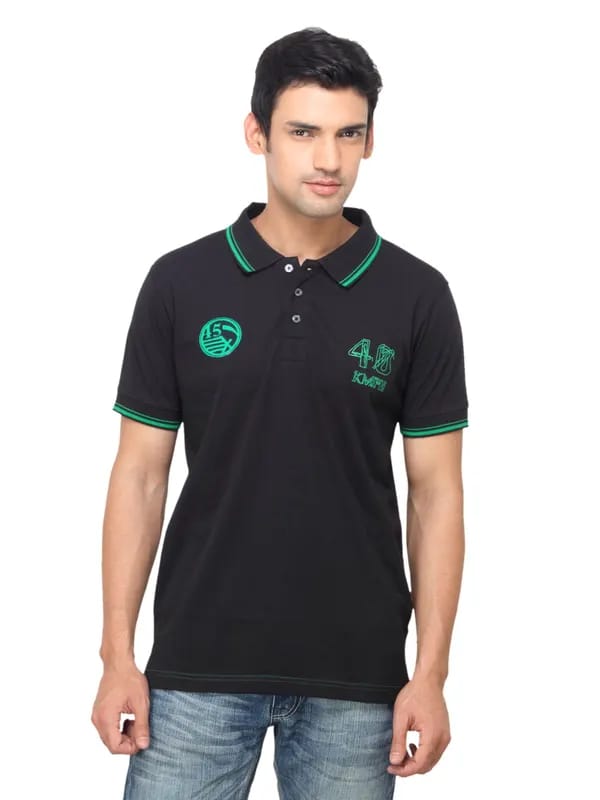 Indigo Nation Men Black Polo T-shirt
