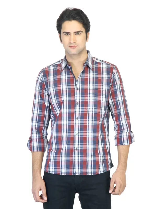 Indigo Nation Men Check Red Shirt