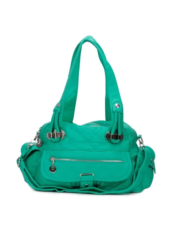 Kiara Women Leatherette Green Handbag