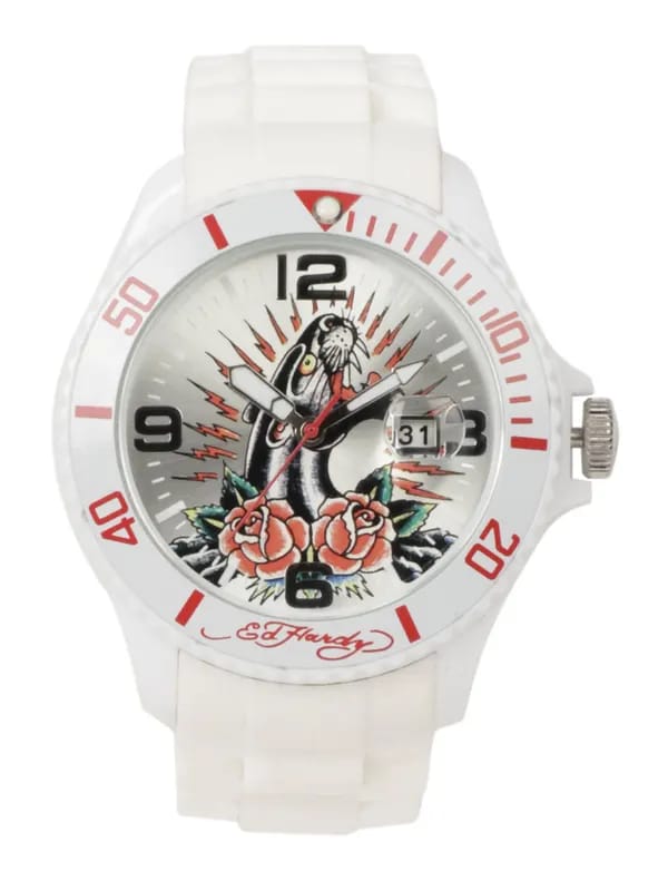 Ed Hardy Women Silver Dial Watch
