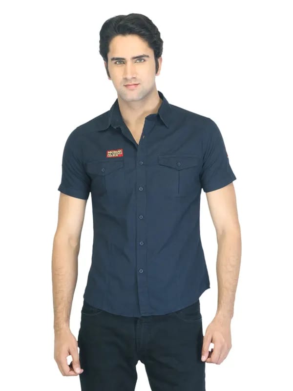 Flying Machine Men Navy Blue Shirt