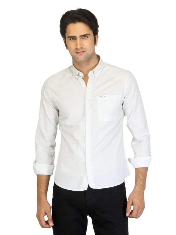 Flying Machine Men Printed White Shirt