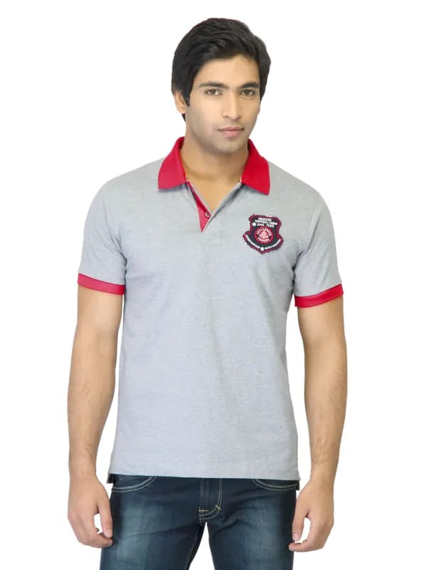 Flying Machine Men Grey Polo T-shirt