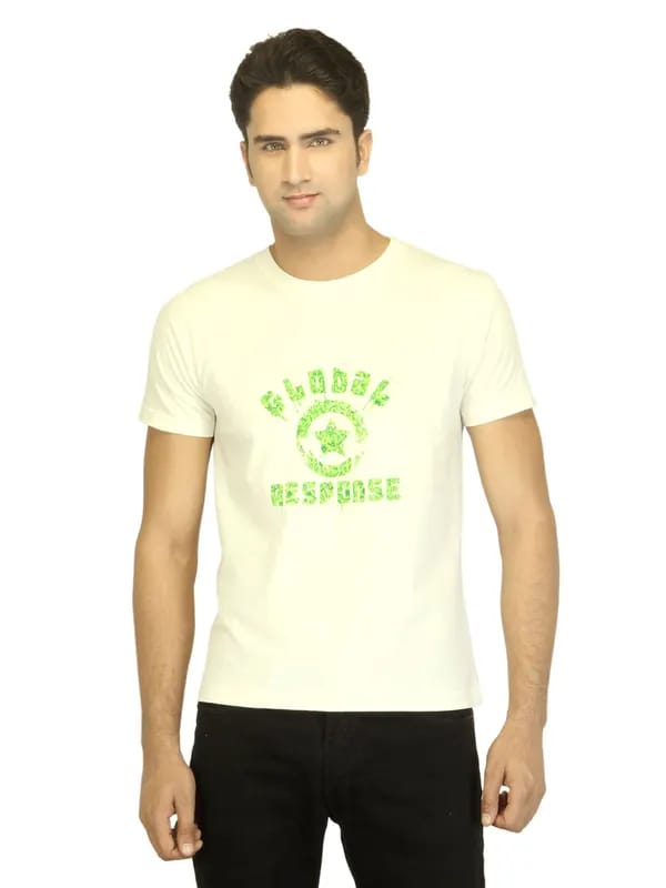 Myntra Men Global Response Off White T-shirt