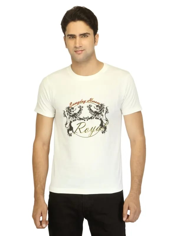 Myntra Men Royal Off White T-shirt