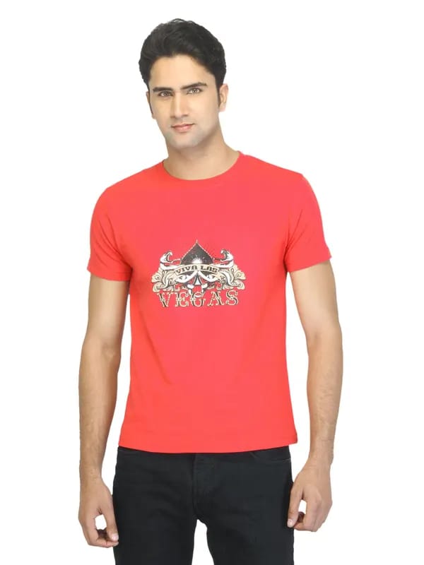 Myntra Men Viva Las Vegas Red T-shirt