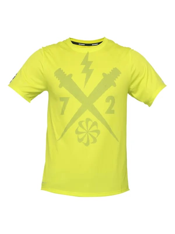 Nike Men Challenger Spiked Yellowish Green T-shirt