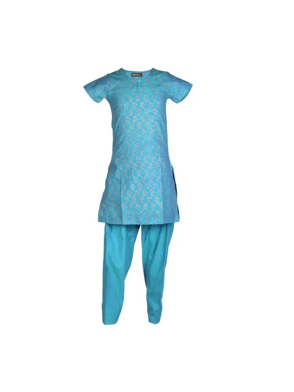 Fabindia Girls Printed Blue Salwar