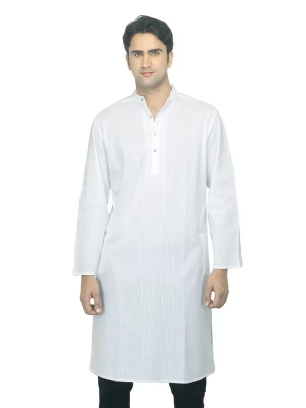 Fabindia Men Striped White Kurta