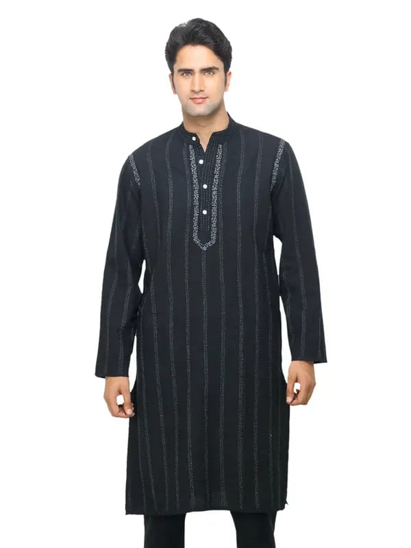 Fabindia Men Black Khadi Kurta