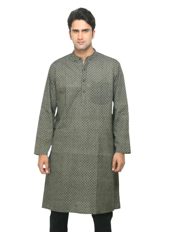 Fabindia Men Grey Mangalgiri Kurta