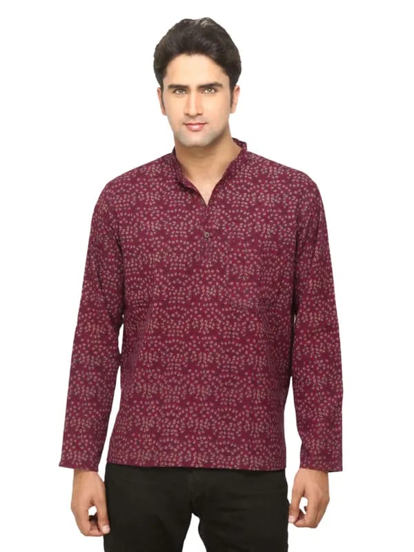 Fabindia Men Maroon Ajrak Printed Kurti