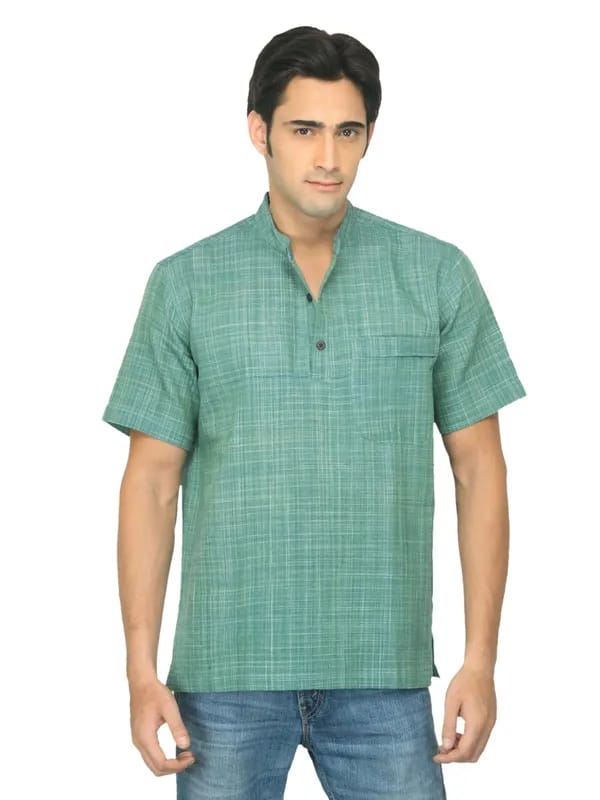 Fabindia Men Khadi Green Kurta