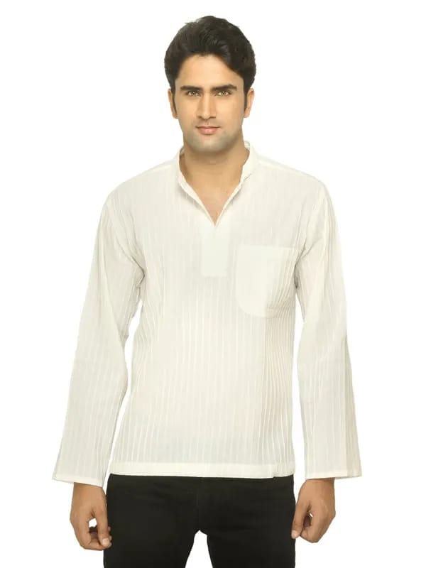 Fabindia Men White Mangalgiri Kurta
