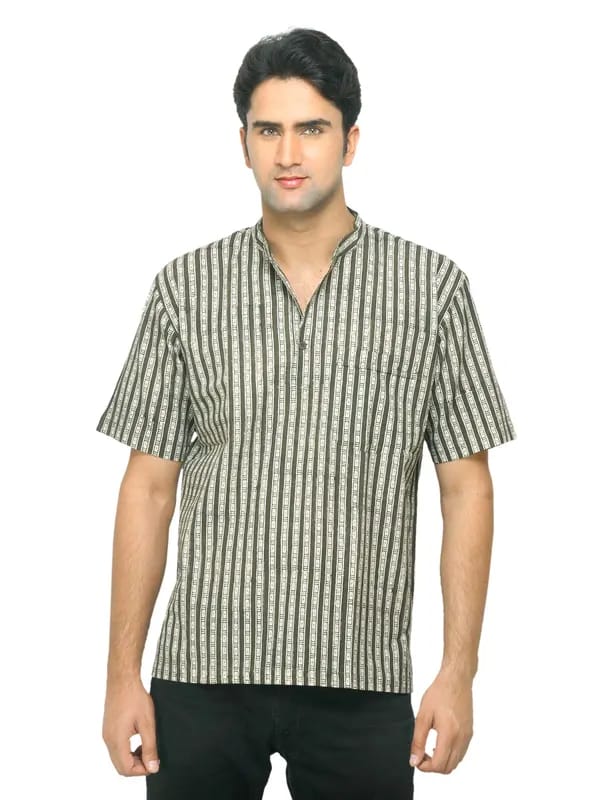 Fabindia Men Olive Printed Kurta