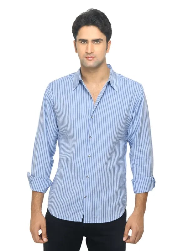 Fabindia Men Striped Blue Shirt