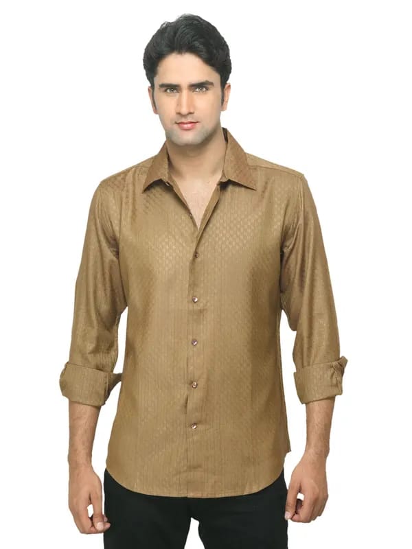Fabindia Men Check Brown Shirt