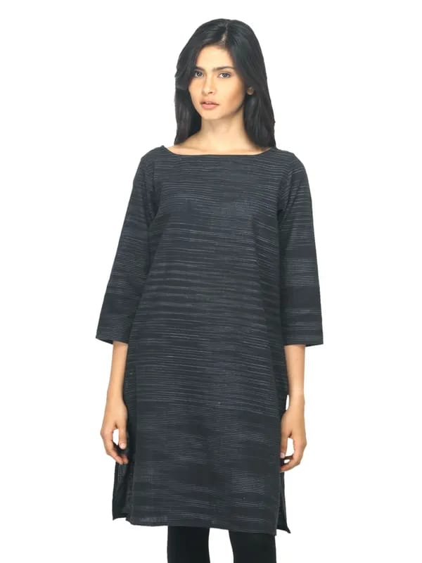 Fabindia Women Striped Black Kurta