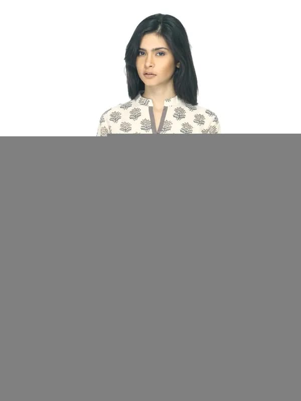 Fabindia Women Printed Beige Kurta