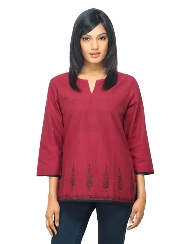 Fabindia Women Red Mangalgiri Top