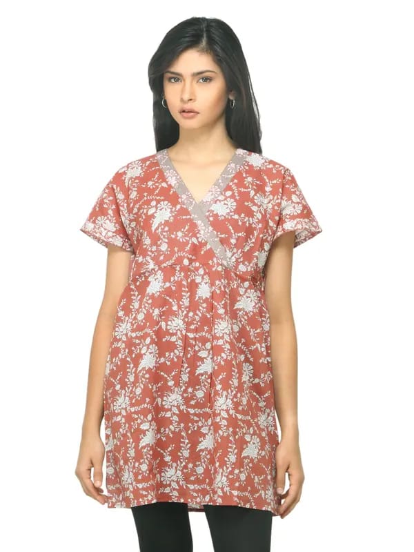 Fabindia Women Rust Printed Tunic
