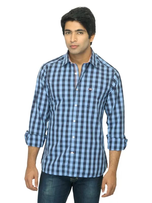 Arrow Sport Men Blue & Black Check Shirt