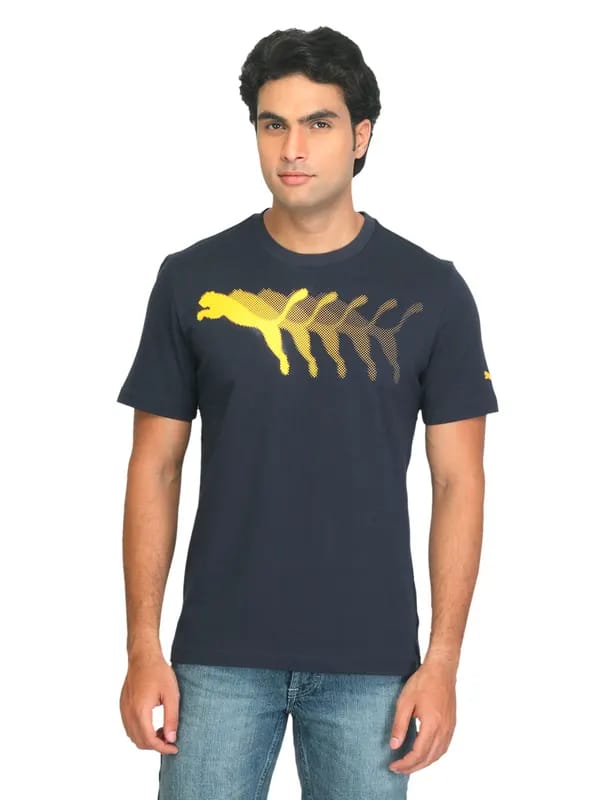 Puma Men Semi Graphic Navy Blue T-shirt