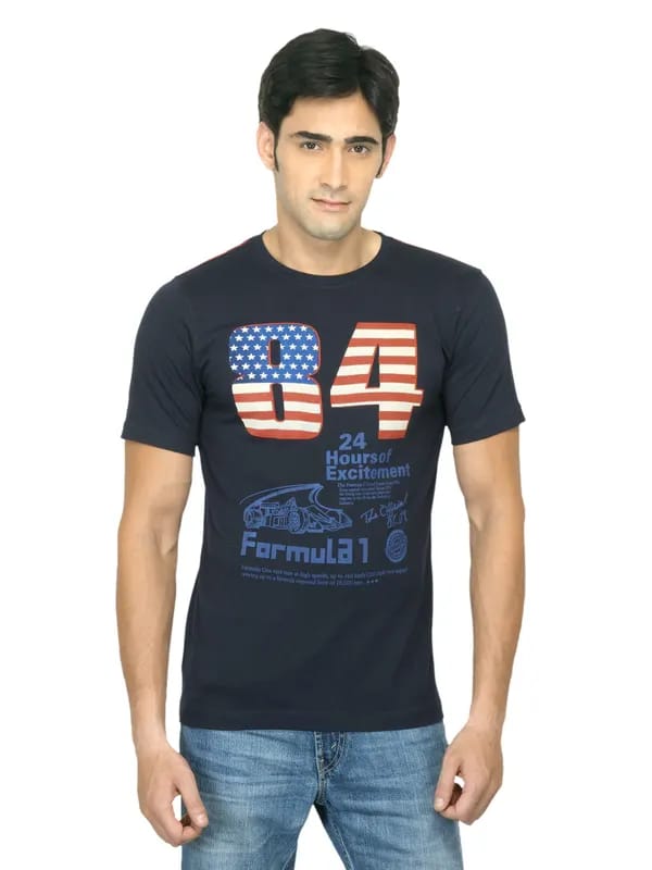 Locomotive Men Printed Navy Blue T-shirt