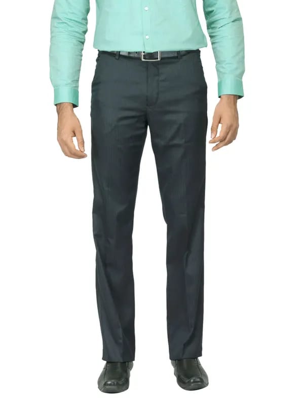 Mark Taylor Men Striped Navy Blue Trousers