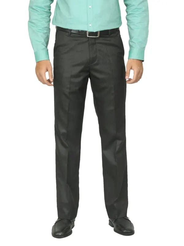 Mark Taylor Men Striped Black Trousers