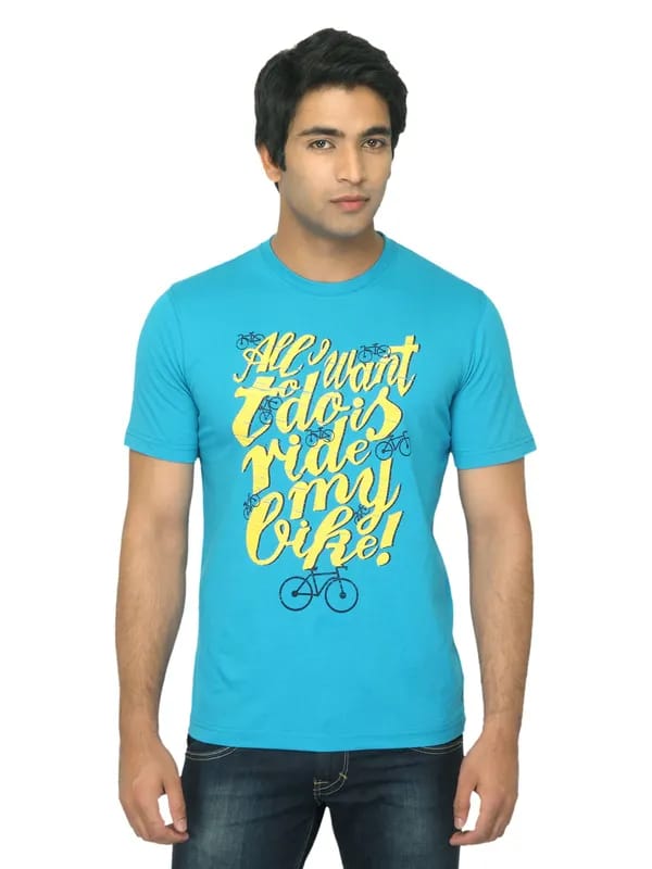 Mark Taylor Men Printed Blue T-shirt