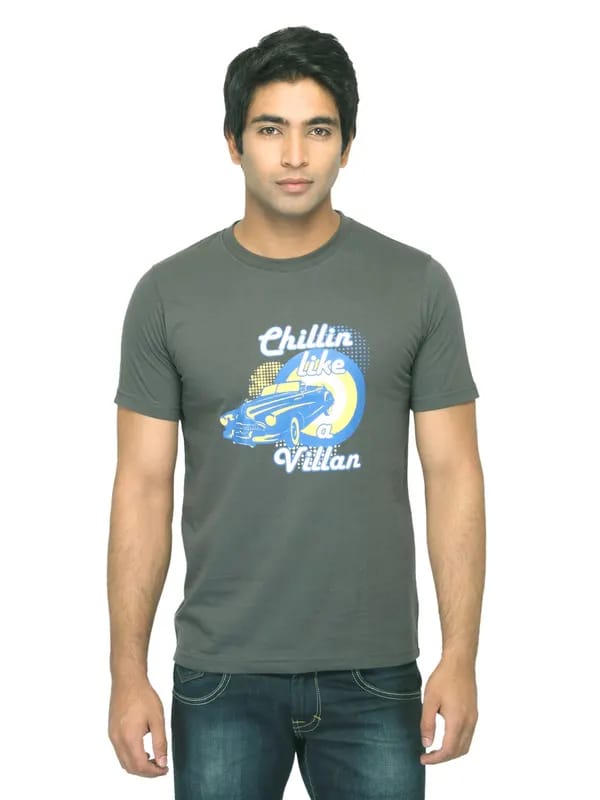 Mark Taylor Men Printed Grey T-shirt