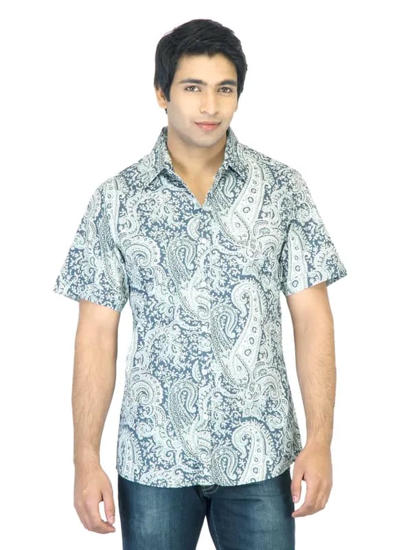 Indigo Nation Men Printed Blue Shirt