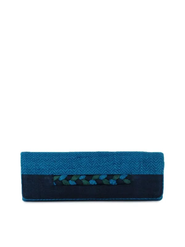 Fabindia Women Braided Blue Clutch