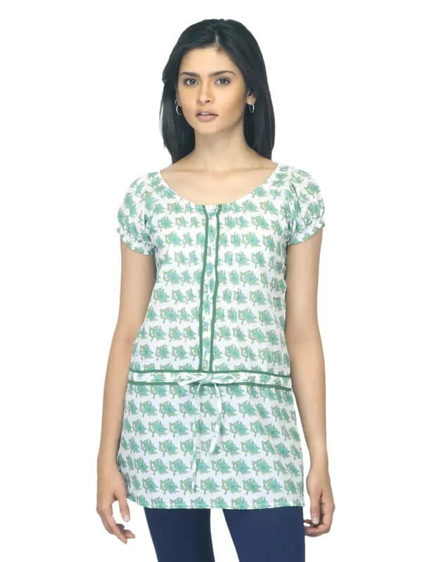 Mumbai Slang Women Printed Green Tunic