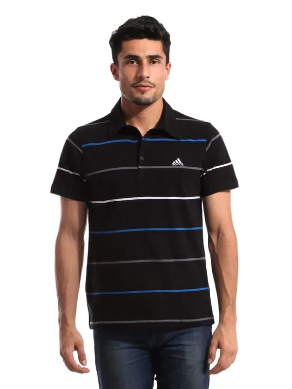 ADIDAS Men Black Polo T-shirt