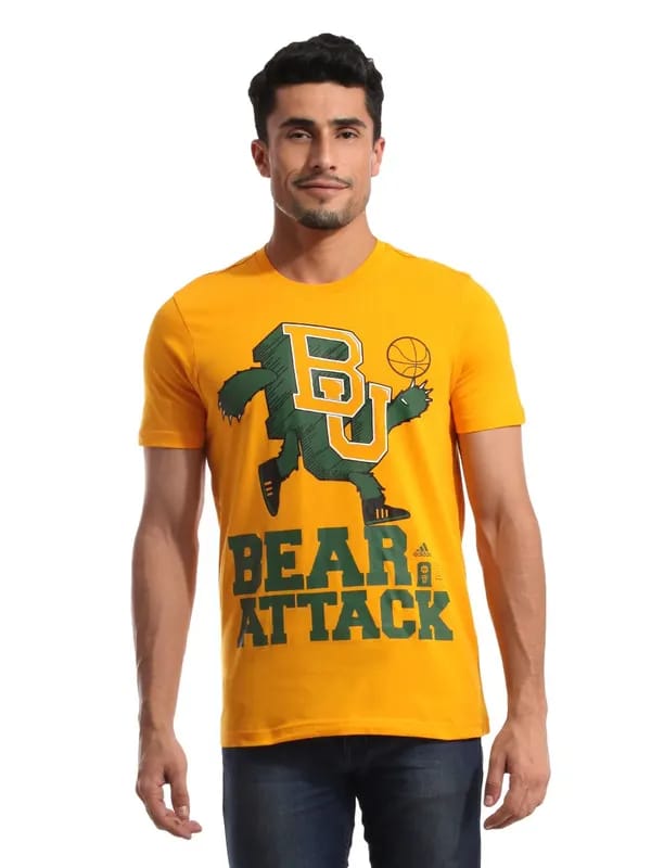 ADIDAS Men Printed Yellow T-shirt